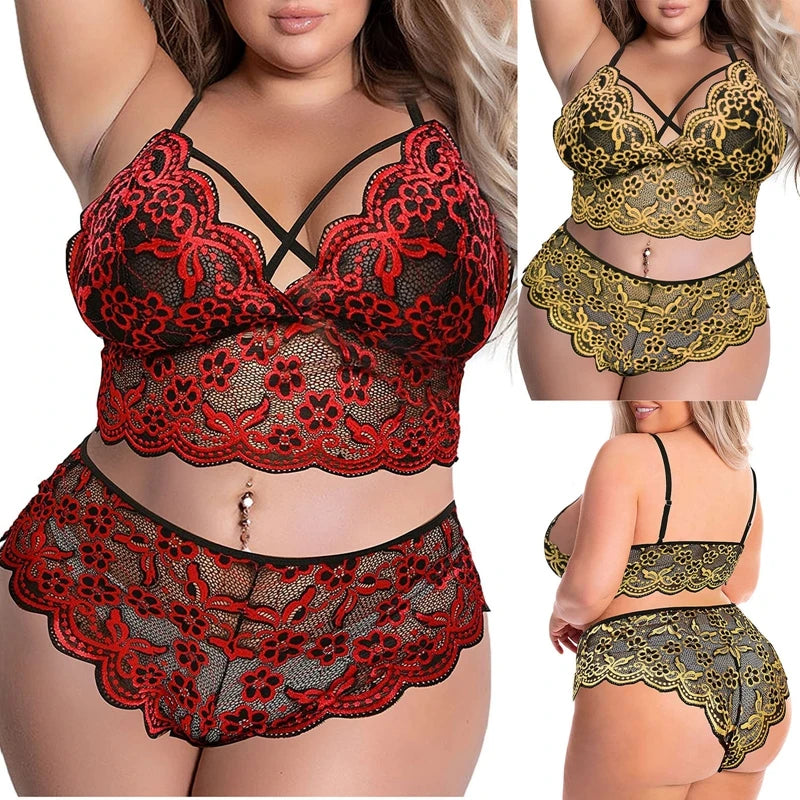 Plus Size Bra and Brief Set for Women