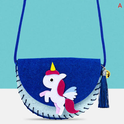 DIY Cute Cartoon Children's Handmade Non-Woven Crossbody Bag Craft Kits - Weaving Messenger Shoulder Handbag Coin Purse