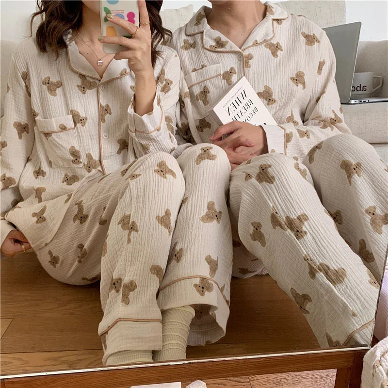 Cotton Autumn Pajamas Set | Couples Sleepwear