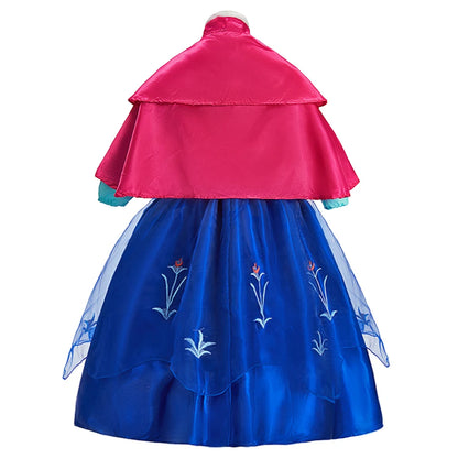 Little Girls Anna Elsa Dress-Up Set - Long Sleeve Cosplay Dress