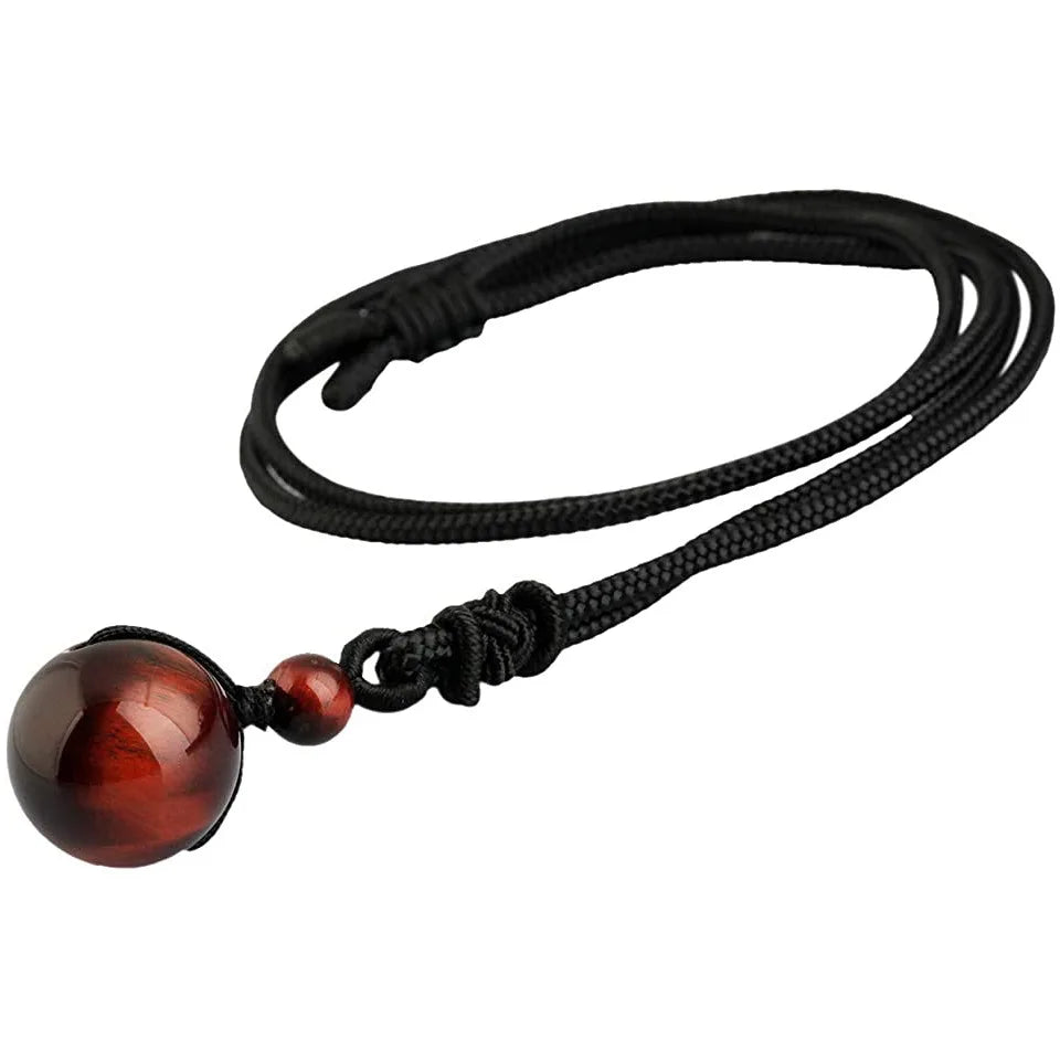 Natural Tiger Eye Stone Necklaces for Men – High Quality Round Beads Pendant Necklaces with Fashion Rope Chain