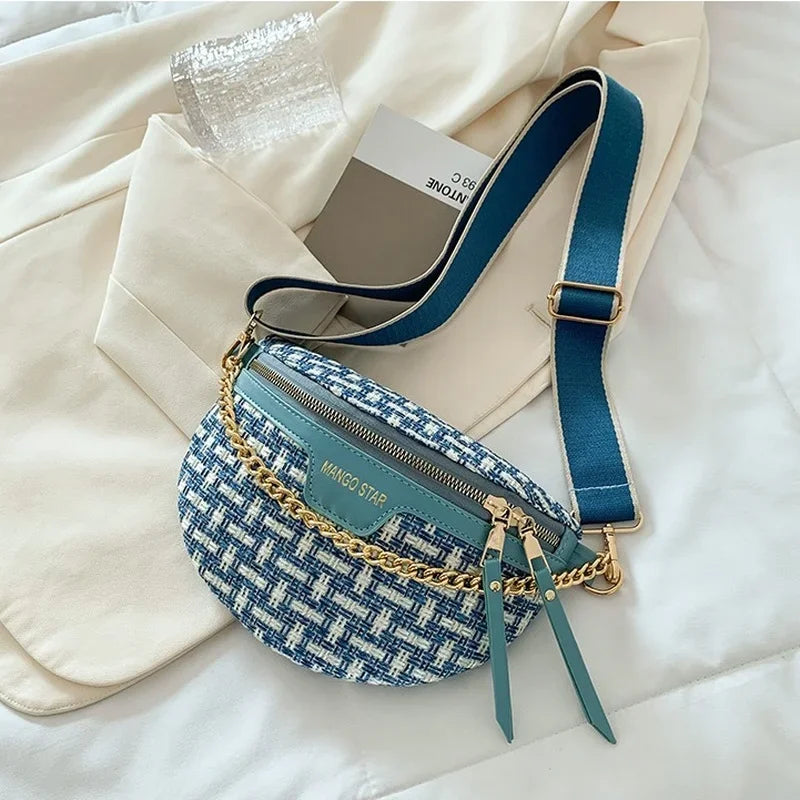 Women's Summer Woven Chest Bag - Fashion Crossbody & Waist Bag