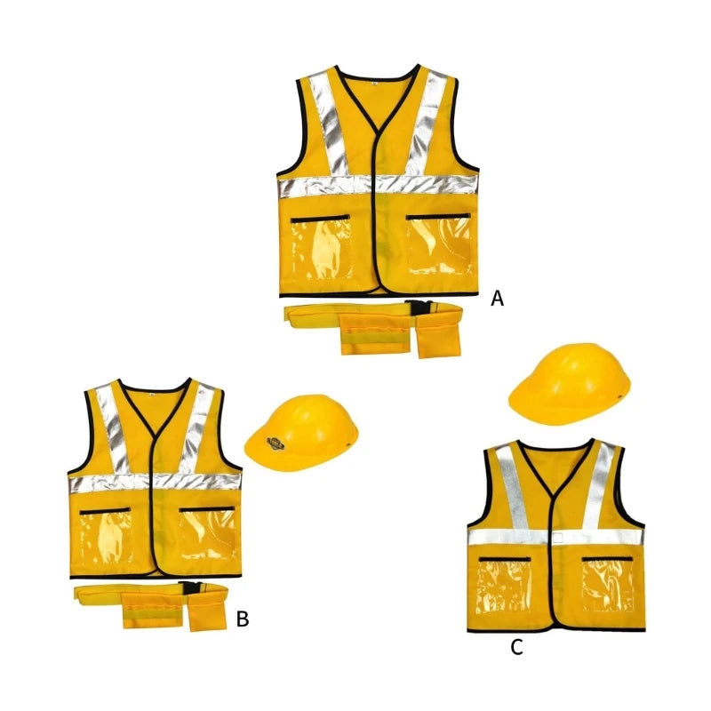 Construction Worker Costume for Boys – Kids Builder Dress-Up Set