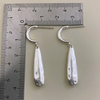 925 Sterling Silver Long Water Drop Earrings