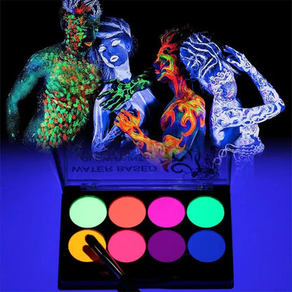 8 Colors Luminous UV Glow Face & Body Paint – Fluorescent Glow