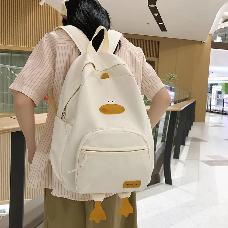 New Cartoon Duck Backpack | Designer Cute Travel Bag for College Students