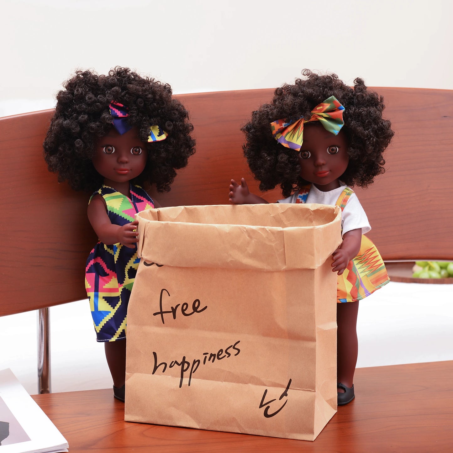 One Piece 14" African American Doll with Curly Hair