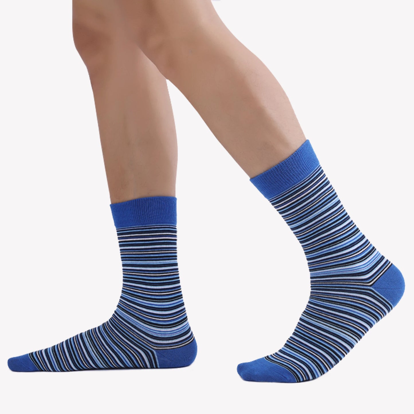 5 Pairs Mens Striped Combed Cotton Socks