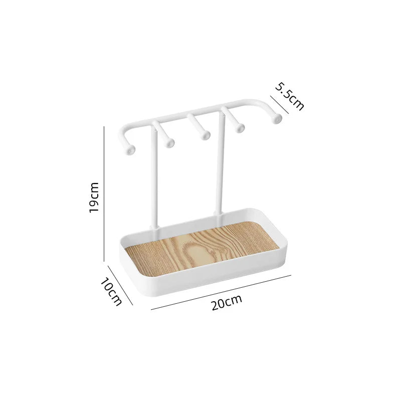 Jewelry Organizer Display Stand Rack with Wooden Tray