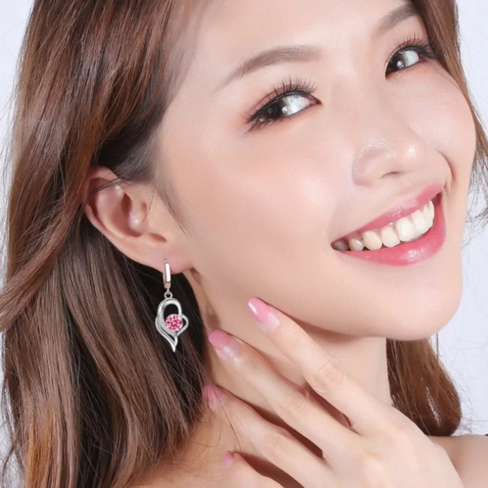 925 Sterling Silver Crystal Zircon Fashion Earrings for Women