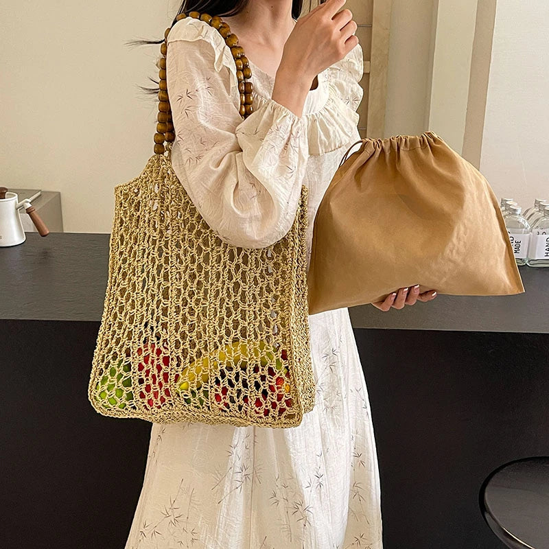 Straw Woven Large Capacity Shoulder Bag