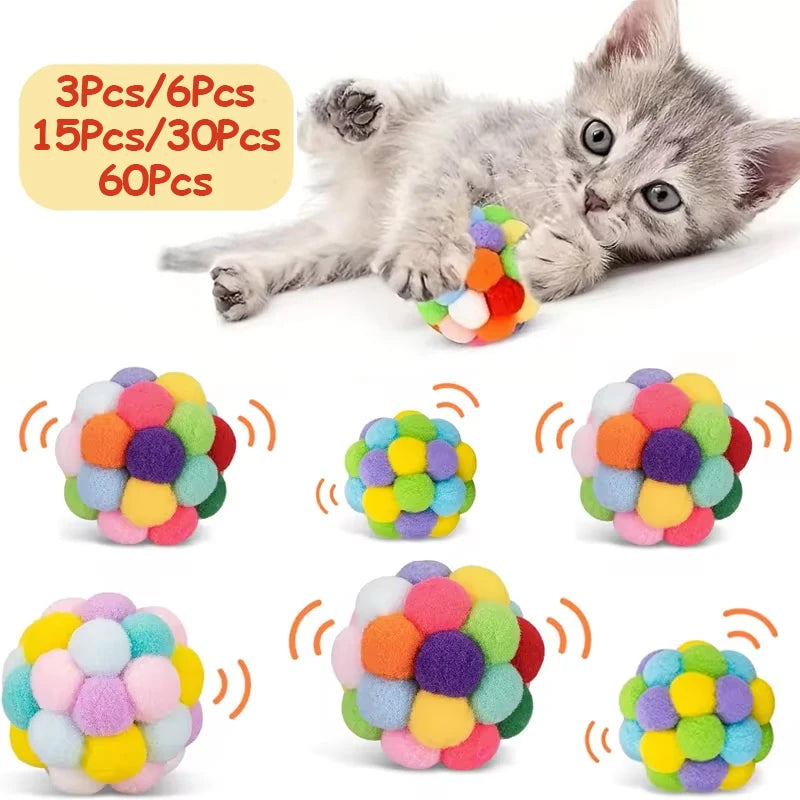 Cat Toy Balls with Bells - Pom Pom & Sparkle Interactive Toys