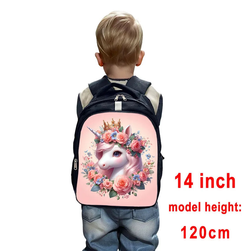 3D Unicorn Flower Print Backpack | Cartoon School Bag for Girls & Teenagers