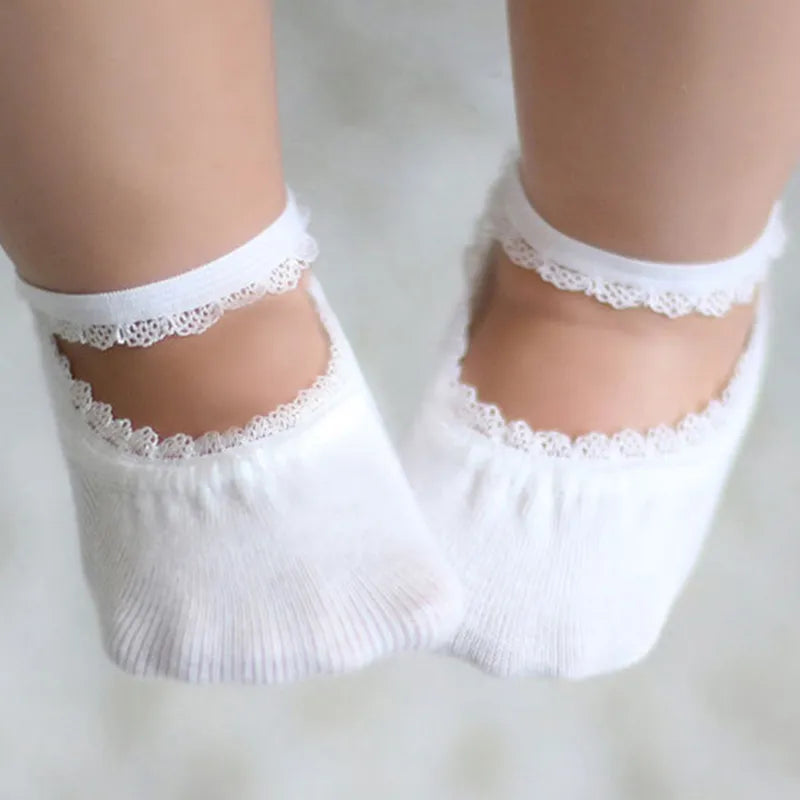 Summer Lace Baby Socks With Rubber Soles