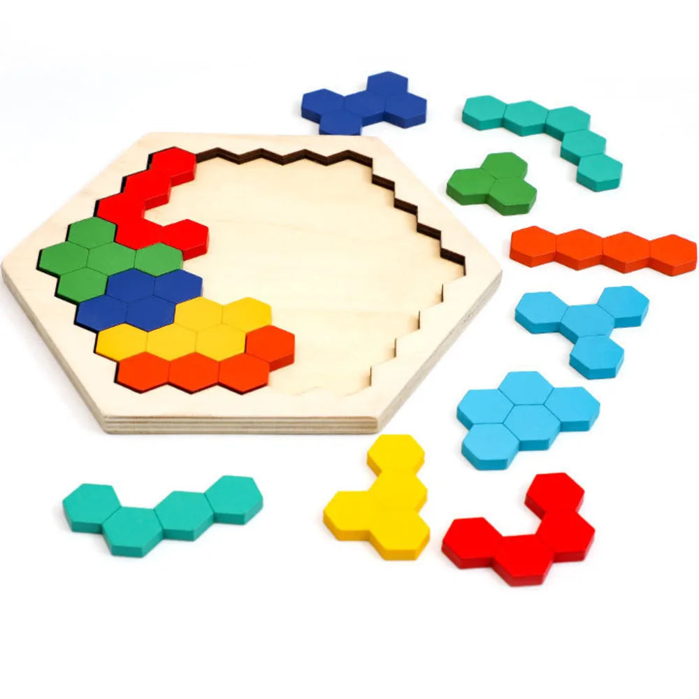 Hexagonal Wooden Puzzles - Educational IQ Brain Teaser