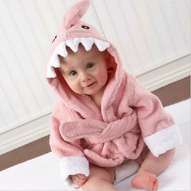 Cotton Baby Bathrobe - Cartoon Hooded Robe & Bath Towel