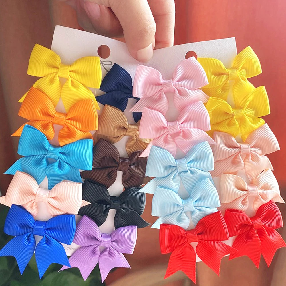 Cute Ribbon Bowknot Hair Clips Set | Handmade Hairpins for Baby Girls