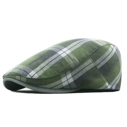 Cotton Striped Print Newsboy Cap