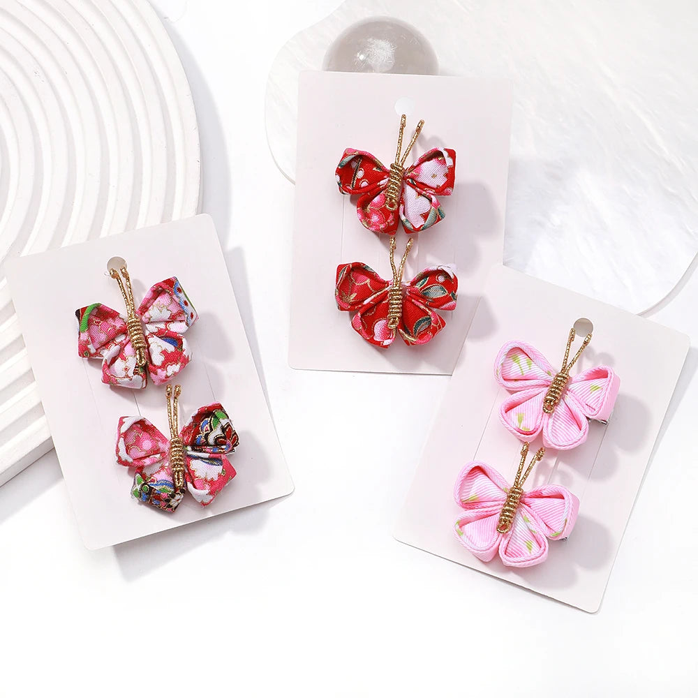 2 pcs Butterfly Hair Clip Set – Fun Cartoon Patterned