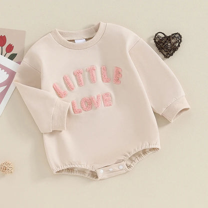 Embroidery Letter Baby Romper | Long Sleeve Cotton Bodysuit for Newborns