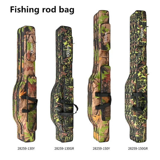 Foldable 2-Layer Fishing Rod Bag – 1.3m/1.5m Double Shoulder Outdoor Storage