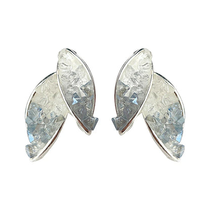 Glass Crystal Leaves Post Earrings