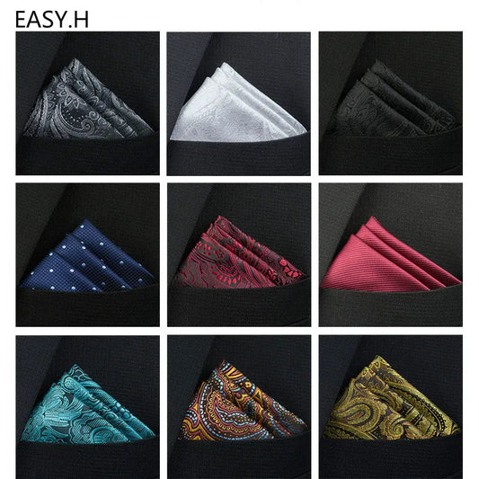 New Vintage Paisley Pocket Square Handkerchief - Solid Colors for Business Suits