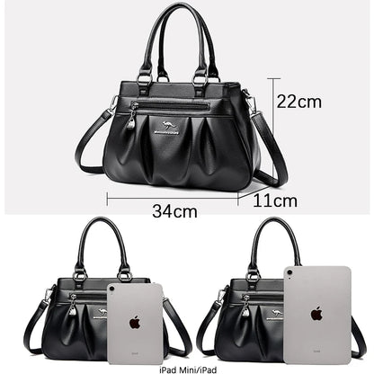 Luxury Female Handbag | High-Capacity Soft Leather Tote & Crossbody Bag