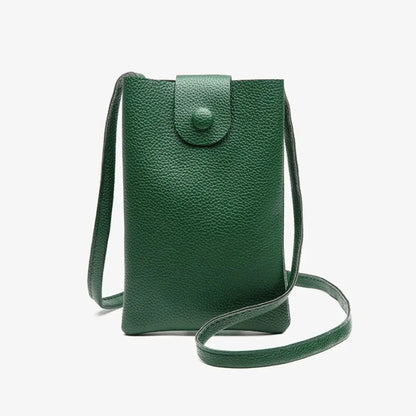 PU Leather Summer Shoulder Bag – Solid Color Mobile Phone Messenger Purse