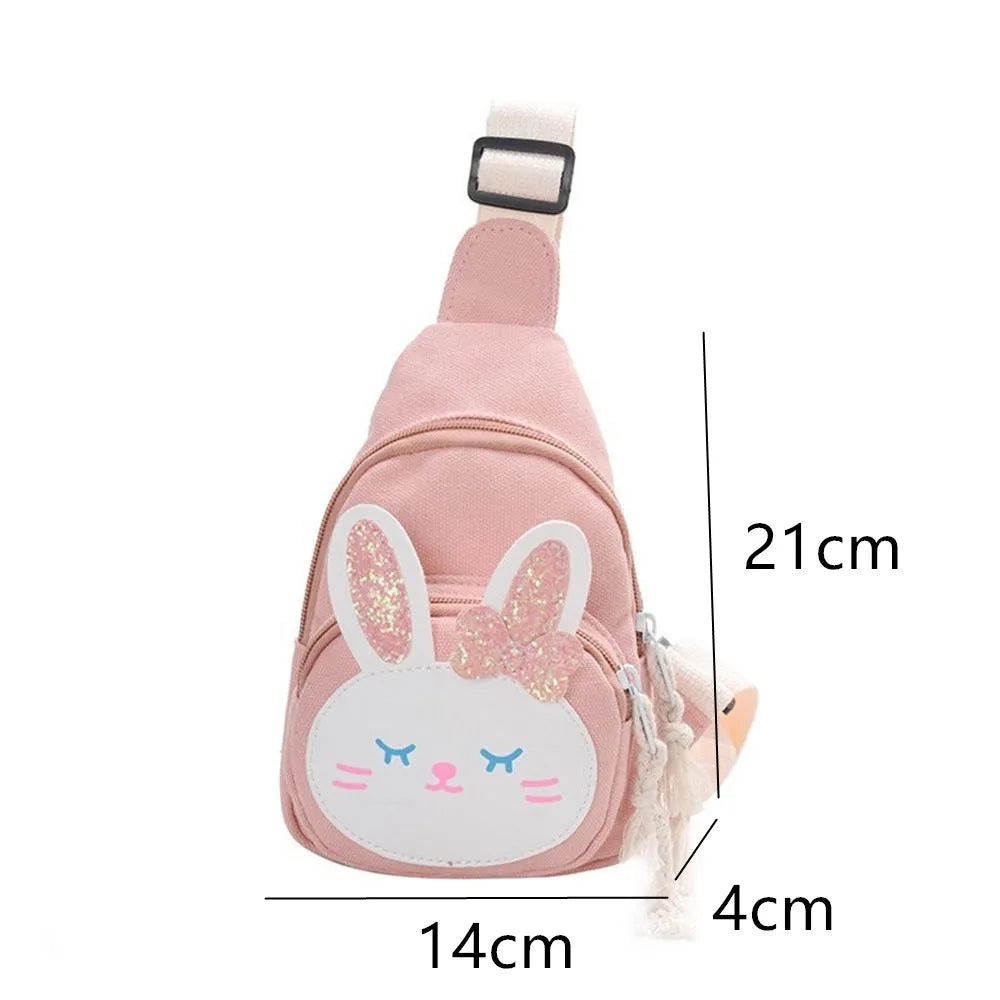 Cute Little Rabbit Children’s Crossbody Bag | Cartoon Canvas Chest Bag for Boys & Girls | Fashionable Kids Wallet & Purse | Shoulder Bag Gift