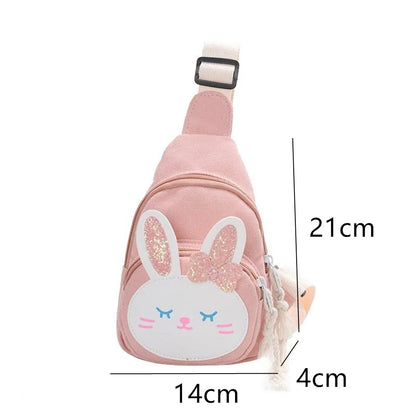 Cute Little Rabbit Children’s Crossbody Bag | Cartoon Canvas Chest Bag for Boys & Girls | Fashionable Kids Wallet & Purse | Shoulder Bag Gift