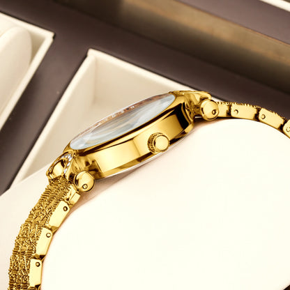 Gold Crystal Diamond Luxury Quartz Watch for Women