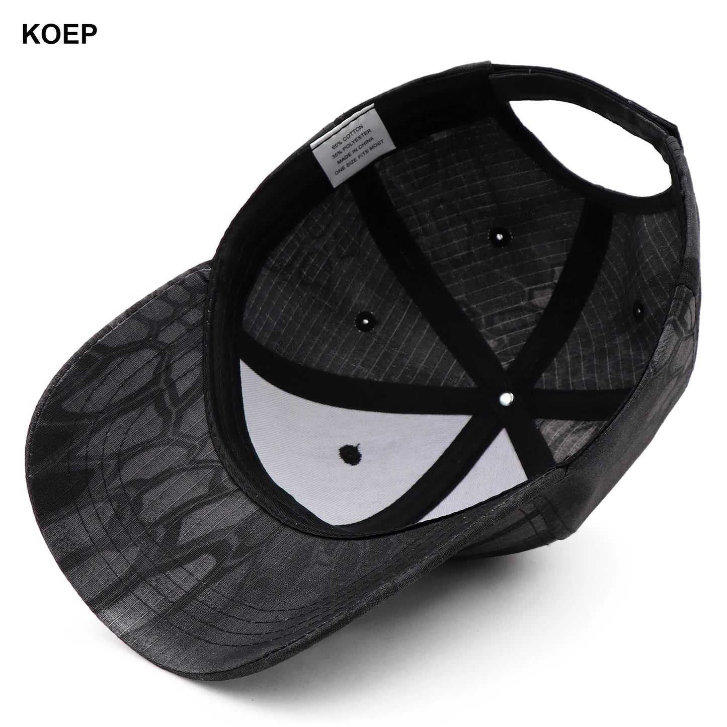 KOEP Black Python Camouflage Fishing Cap – Outdoor Hunting Cotton Snapback Hat