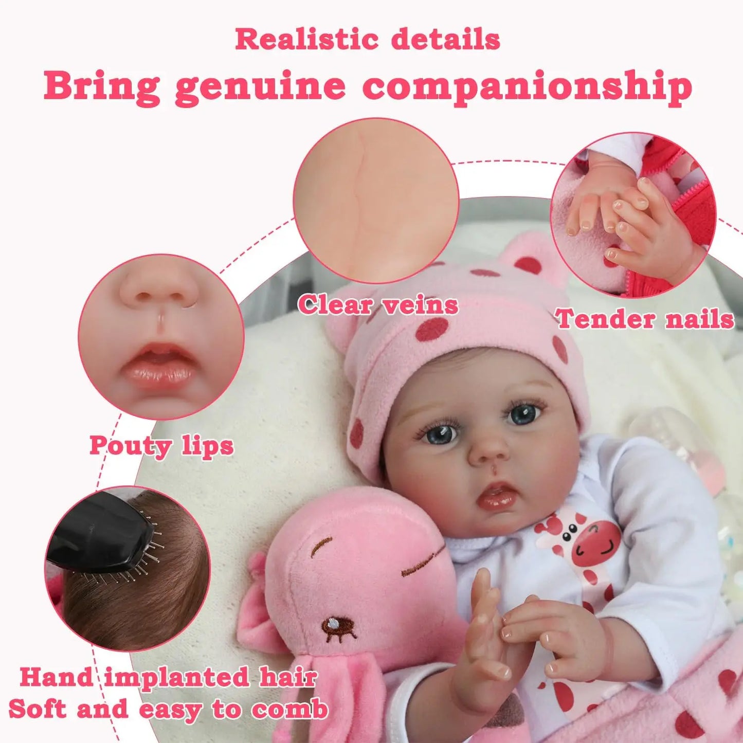 22-Inch Realistic Reborn Baby Doll Soft Vinyl for Kids 3+