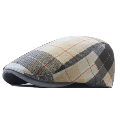 Cotton Striped Print Newsboy Cap