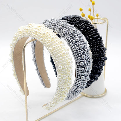 Pearl Decoration Hair Hoop | Stylish Chiffon Hairbands for Women