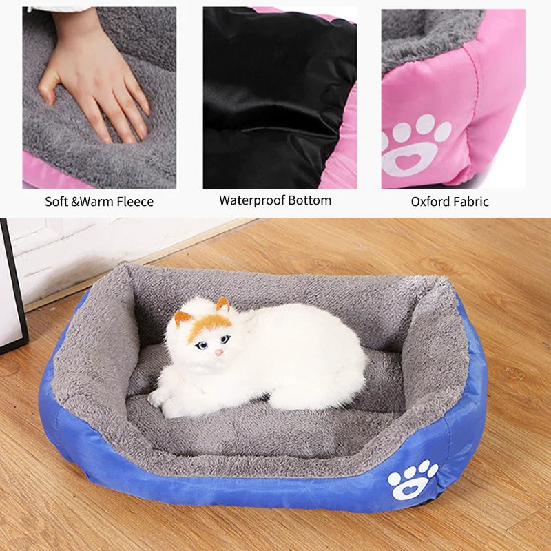 Large Waterproof Plush Pet Bed - Washable Cushion for Dogs & Cats