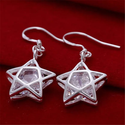 925 Sterling Silver Star Crystal Earrings