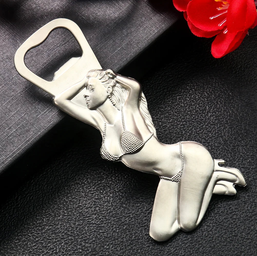 Metal Sexy Lady Beer Bottle Opener - Hot Girl Bar Party Magnet Tool