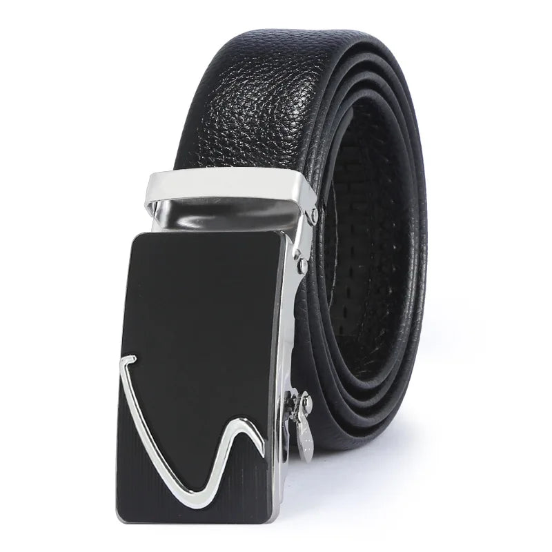 High Quality Men's PU Leather Business Belt with Golden Automatic Buckle