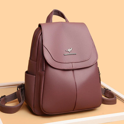 Large Capacity Women's Backpack | High-Quality Leather Vintage Bag