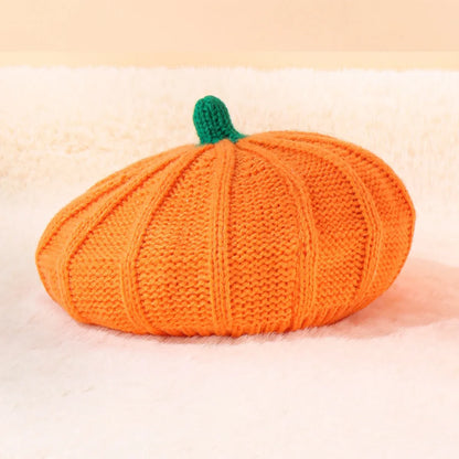 Pumpkin Beret Hat | Knitted Parent-Child