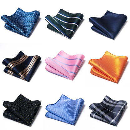 High-Grade Brand Silk Kerchief - Dark Blue Striped Pocket Square for Formal Events