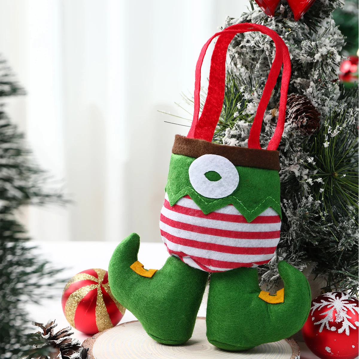 Christmas Non-Woven Elf Pants Candy Bag - Portable Holiday Decoration