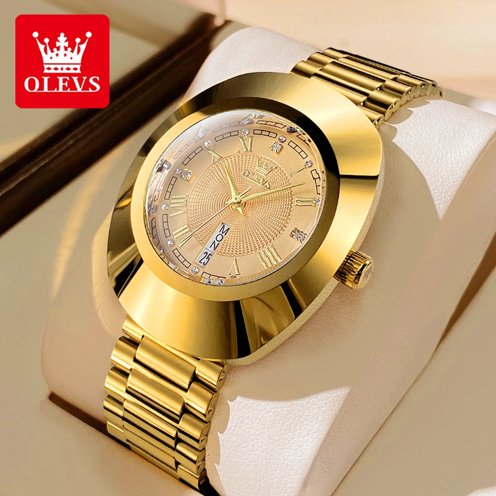 Elegant Gold Stainless Steel Women's Quartz Watch