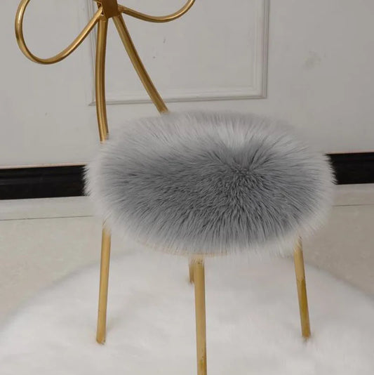 35 cm Faux Fur Round Pillow Cushion | Soft Chair Seat & Home Decor Mat