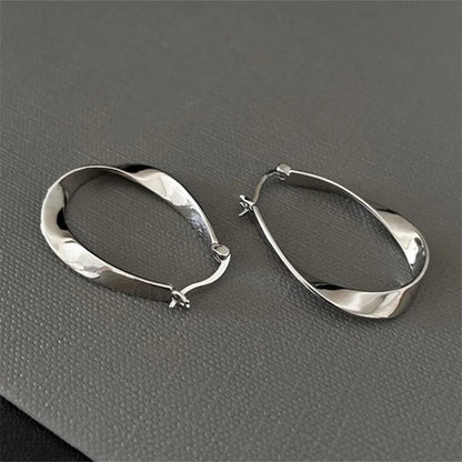 925 Silver Big Circle Hoop Earrings for Women – Elegant Needle Piercing Jewelry