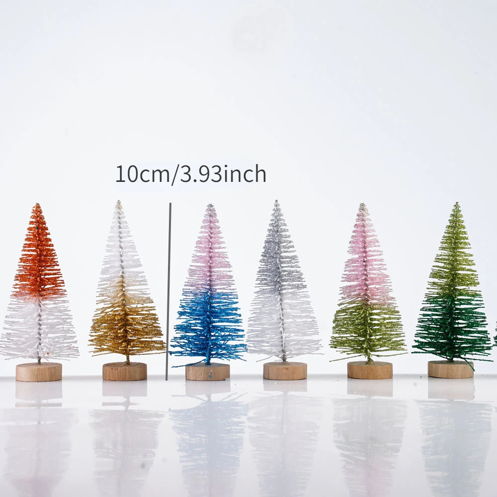 Multicolor Mini Christmas Trees - Gradient Sisal & Silk Cedar