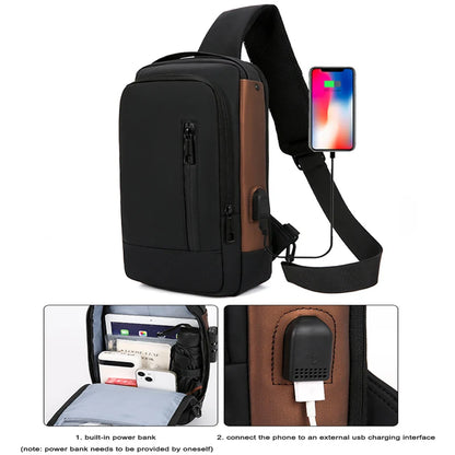 Waterproof USB Crossbody Oxford Bag