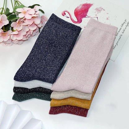 Korean Fashion Gold & Silver Knitted Women's Summer Socks Series 1